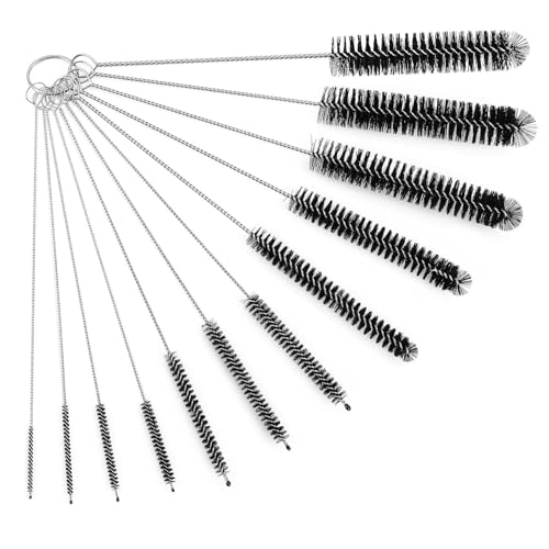 Reinigungsbürsten,12 Stück Strohhalm Bürste Set, Nylon 21cm Lang Flaschenbürste, Heizkörperbürste, Strohhalm Reinigungsbürste, Kleine Reinigungsbürste Schwarz