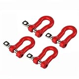 BOLIDORC 4PCS 1:10 RC Tow Shackles Metal Towing Hook Buckle Scale Accessories for 1/10 RC Crawler Car Truck SCX10 D90 TRX4 (Red)