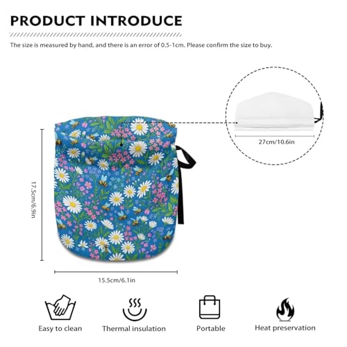 Image of Bee Daisy Print Tea Cozy Teapot Cover Thermal Insulation Tea Pot Cosy Teapot Cover for Home Kitchen Table Kettle Cozy Warmer Covers