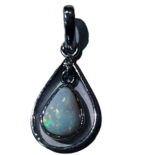 DENMOUS Colgante de ópalo de fuego australiano natural con revestimiento de plata para hombres y mujeres, peso de 5.25 ratti a 7.25 ratti con certificado de laboratorio-B08Q76ZB, S, Gema