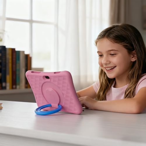 Image of ZZB Kids Tablet 10 Inch, Android 15.0, 8GB (3+5 Extended) RAM 32GB ROM (Expandable to 1TB) Dual Camera 6000mAh Preloaded with Kid-Friendly Apps Tablet with Case,Android Tablets for Kids (Light Pink)