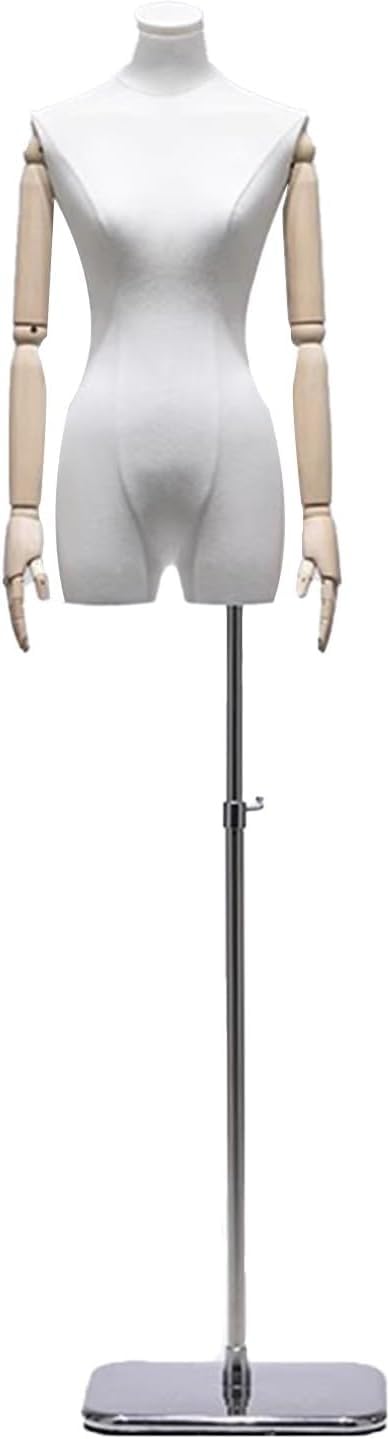 CONGRUI Female Standing Mannequin Torso, 61-77in Adjustable Height Detachable Manikin, Square Metal Base(White)