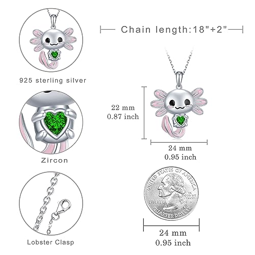 Image of Axolotl Necklace 925 Sterling Silver Axolotl Pendant Cute Animal Jewelry Gift for Women
