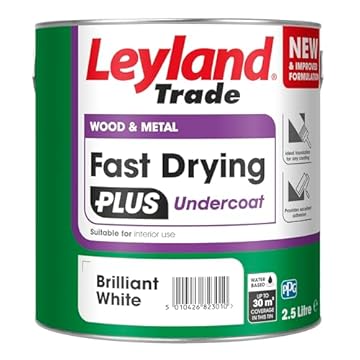 Leyland Trade – Wood & Metal - Fast Drying Plus - Undercoat - Brilliant White – Ideal Foundation Coating – Excellent Adhesion - 2.5L