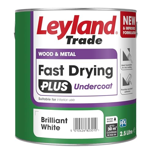 Leyland Trade – Wood & Metal - Fast Drying Plus - Undercoat - Brilliant White – Ideal Foundation Coating – Excellent Adhesion - 2.5L
