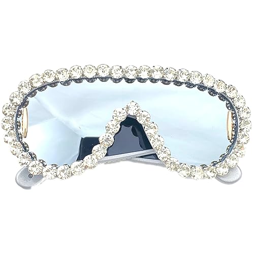 Fashion One Piece Rhinestone Sunglasses For Women Vintage Oversized Silver Shield Diamond Sun Glasses Female Party Shades