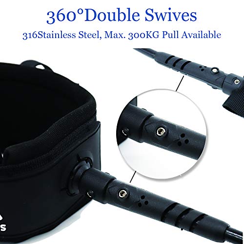 image for SEAPLUS SUP Leash, Surfboard Leash, Coiled SUP Leash, 9Feet 7mm Cord w