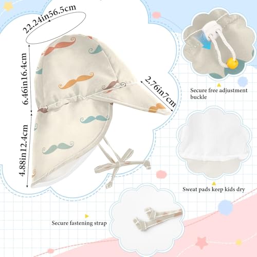 Unisex Baby Beach Hats Boy Beach Unique Girl UPF 50+ Protection Large Brim Beach Essentials Cartoon Mustaches4