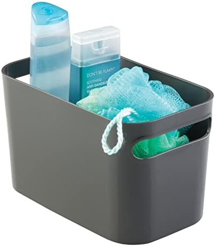 mDesign Bathroom Basket - Storage for Shower Accessories Such as Makeup, Shampoo, Lotion and Perfume - Can Also Be Used as a Shower Caddy - Grey