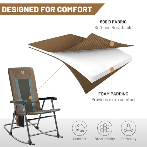 Timber Ridge WFC-A05-371C-BR Foldable Padded Rocking Chair For Outdoor, High Back And Heavy Duty, Portable For Camping thumb #3