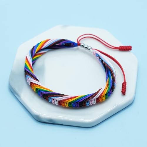 LAMIBEE Bisexual Pansexuality LGBT Proud Love Tibetan Wrist Wrap Bracelet | Amulet and Boho Rope Bracelet Bangles for Women Men Thread for Him and Her3