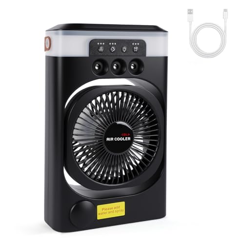 Portable Mist Fan Mini Air Cooler,Personal USB Cooling Fan Desk Air Conditioner with 3-Speed...