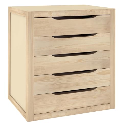 Astigarraga M129371 Chiffonnier en pin Massif Naturel 5 tiroirs