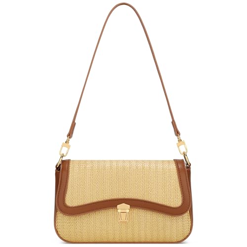 Image of KKXIU Small Shoulder Bag for Women Cute Hobo Handbags Mini Clutch Purses | Classic Trendy Retro Underarm Crossbody Bag with Detachable Straps, Zipper Closure