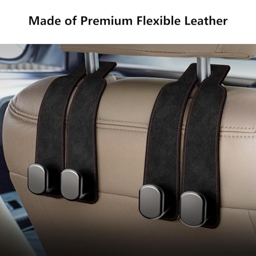 Image of 1 Pack Black Leather Car Headrest Hooks Purse Bag Storage Holders for Car Seats