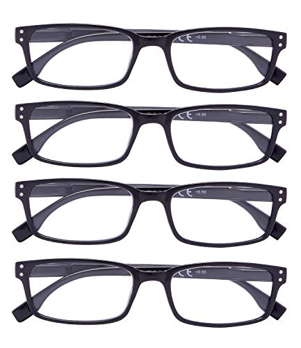 Image of Eyekepper Reading Glasses Women - 4 Pack Comfort Readers Men（Black）