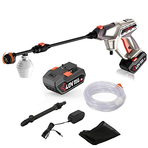 ROCKPALS Cordless Pressure Washer, 40V Battery Max 870 PSI Power Washer with Accessories, Portable Power Cleaner with 6-in-1 Adjustable Nozzle, Suitable for Washing Cars/Fences/Siding/Floors