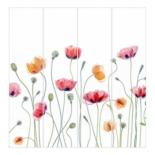 Bilderwelten Panel japonés Cortinas de salón Poppy Party Sin Montaje, 250 x 240cm