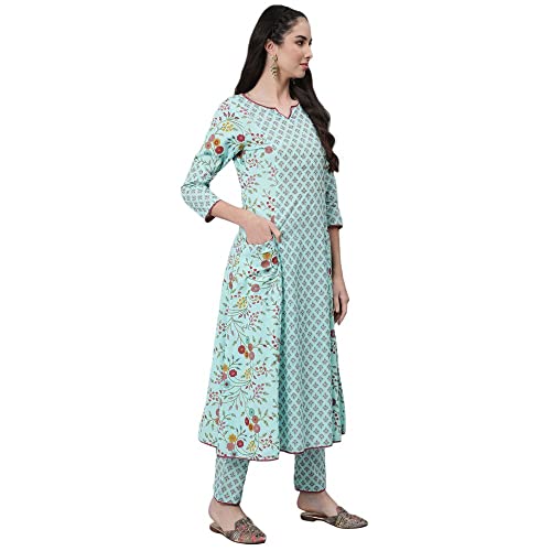 Image of anubhutee Women's Cotton Blend Kurta Trouser with Dupatta Set