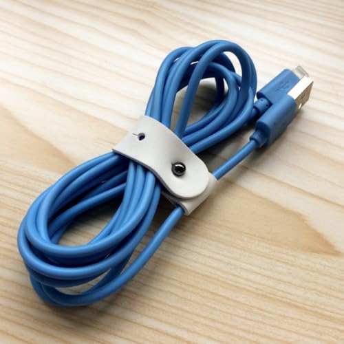 6 piezas de correas de cuero reutilizables para sujetar cables, organizador compacto para auriculares, cargadores y cables de datos para gestión en hogar y oficina miniatura 4