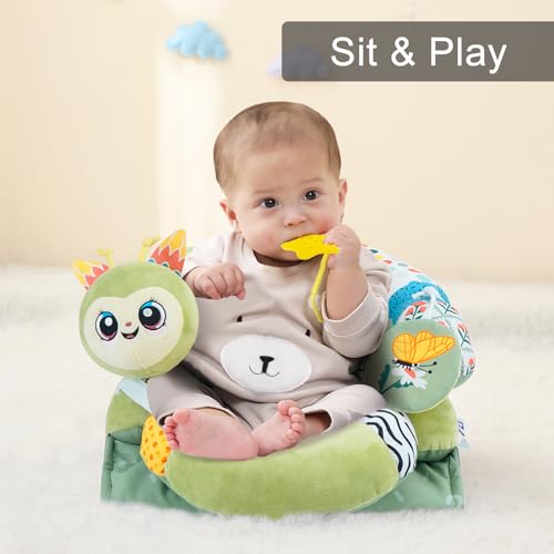 Image of Lovvie & Joy 2-in-1 Tummy Time Mat & Seated Support Pillow,Baby Tummy Time Pillow Support for Newborns and Older Babies,with Detachable Support Pillow and Toys Caterpillar Elf