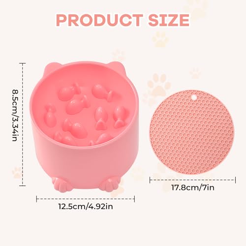 FunnAura 3 Pcs Slow Feeder Cat Bowl, Raised Cat Slow Feeder Bowl with Anti-skid Mat for Neck Support - Image 3