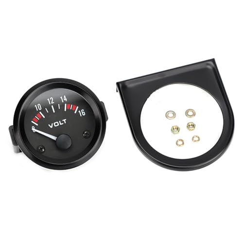 Car Universal 12V Voltmeter 52mm/2in Voltage Meter Gauge for Most 12V Car, White Light, Aluminum Alloy Material