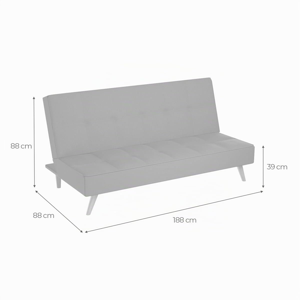 mattfy - Sofá Cama Clic Clac Tipo Libro de 3 Plazas Modelo Tiber, Diseño Moderno, Práctico y Funcional, Gris