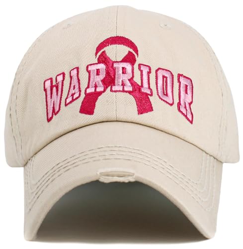 Image of Pink Ribbon Breast Cancer Awareness Fight Hope Vintage Baseball Cap Hat Women Cotton Adjustable
