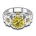 Lzz Fashion Lady 925 Sterling Silver Daisy Ring 3.5ct Citrine Cubic Zirconia Sunflower Flower Wedding Ring Size 6-10 (US code 8)