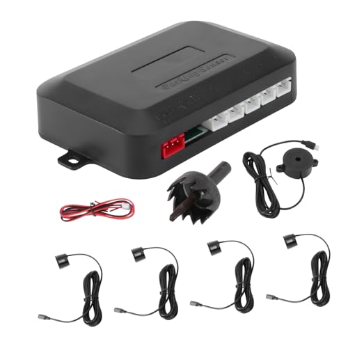 GLEAVI Sensor De Aparcamiento Inversa con Sensores y Alarma De Respaldo para Coche Sistema De Detección De Colisiones con Chipset Avanzado y Cobertura Mejorada Kqs-ldfm Negro