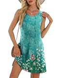 BKRIVE Summer Dresses for Women 2026 Loose Fit Round Neck Sleeveless Sundresses Beach Fashion Tank Dress with Pockets Flora Blue S