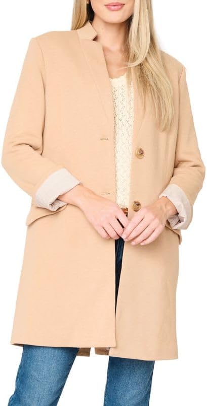 GIBSONLOOK Women Notch Collar Knit Topper, Lined Tailored Sweater Jacket, Business Casual Outfits for Women