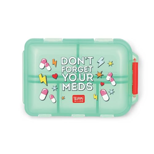 MATERIALE: plastica Legami - Sos Pill Box, Porta Pillole con 10 Scomparti, Perfetto per Viaggiare, 40 x 15 cm x 3 cm