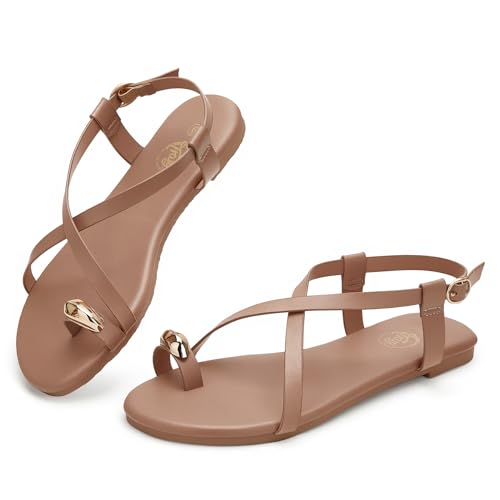 Trary Cross Strap Flat Sandals
