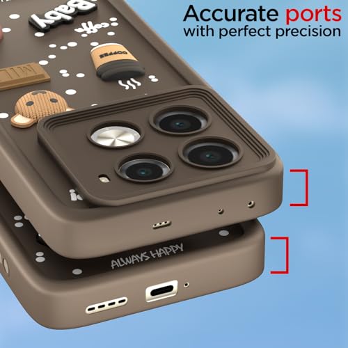 Image of Pikkme Back Cover for Infinix Note 40 Pro 5G | Cute Fun Cartoon 3D Bear Silicone Full Body Protection Bumper Case (Brown)