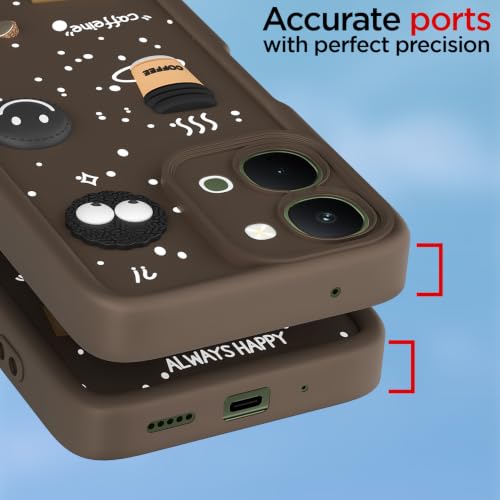Image of Pikkme Back Cover for Vivo T5x / Vivo Y51 Pro /iQOO Z11x 5G | 3D Bear Silicone Cute & Fun Coffee Cartoon | Full Body Protection Bumper Case (Brown)