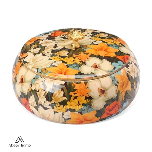 Image of Handcrafted Premium Wooden Roti Casserole - 9 x 9 x 4 Inches | Hot Roti Case & Chapati Box For Kitchen & Dining | Chapati Serving Hotbox Serveware With Gold Embossed Knob