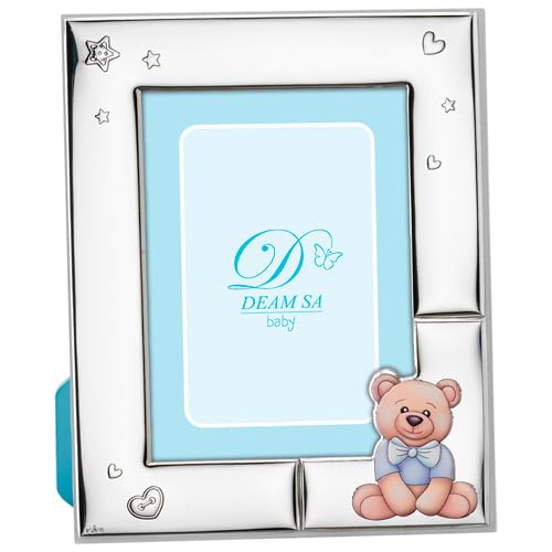 Portafotos Laminado en Plata de Ley 925‰ Infantil con diseño de Osito, fotos de 10x15 cm. (R236-3)