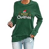 Ainiyo Lässiges Weihnachts-Sweatshirt mit Rundhalsausschnitt für Damen, kurz, langärmlig, lockere Oberteile Top Rücken Geschnürt