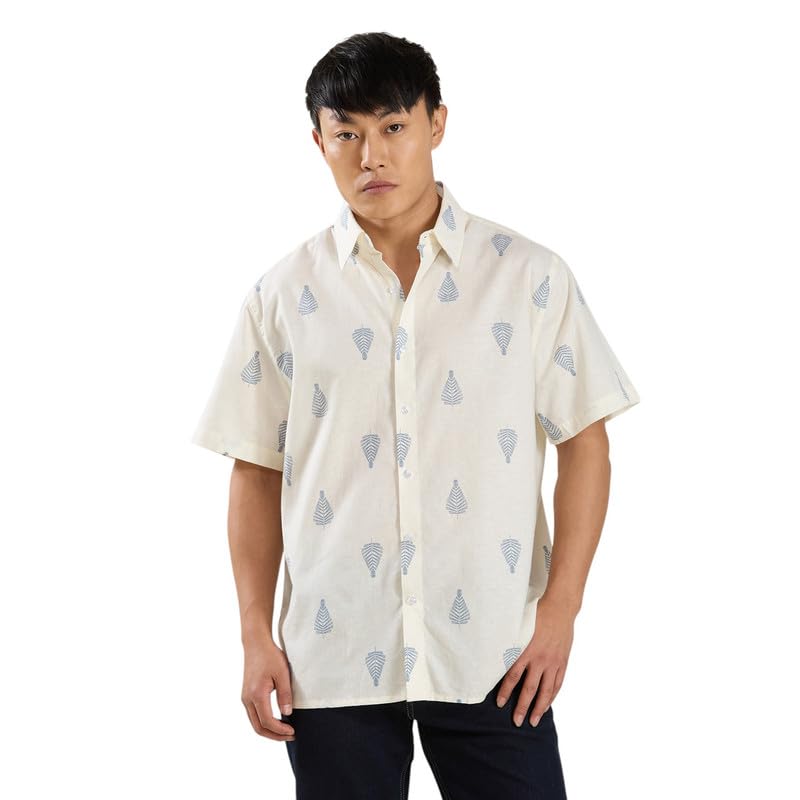 Image of MARK & ALBERT Men's Half Sleeve Linen Slim Fit Shirt