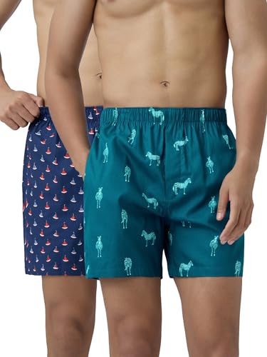 Image of XYXX Men's Remix Regular Fit Cotton Printed Boxer with Dual Pocket & No Marks Waistband (Pack of 2)