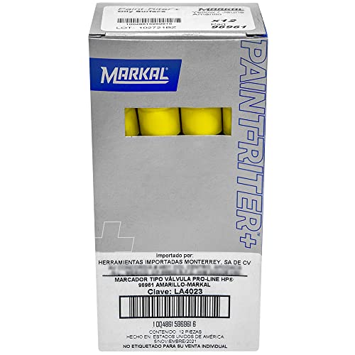 Markal 96961- Paint-Riter+ Oily Surface Liquid Paint Marker With 1/8In Bullet Tip, For Superior Marking Performance On Oily And Greasy Surfaces, Yellow Color (Pack Of 12), Made In Usa #TOP5