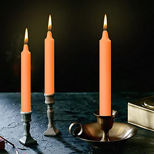 Image of AuraDecor Pack of 14 Stick Candles || Especially Meant for Healing, Chakras, Ritual Candles, Decoration, Lighting, Home Decor || Burning Time 3 to 4 Hours Each (Orange) ,Wax