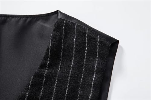 Mnjyihy Men's Retro Tweed Suit Vest Fashion Striped Business Dress V Neck 2 Pockets Chain Wedding Party Waistcoat3