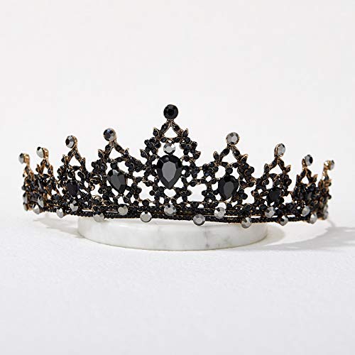 Sweetv Jeweled Tiaras And Crowns For Women, Crystal Queen Crown, Black Wedding Tiara For Bride, Metal Birthday Quinceanera Pageant Prom Headpieces,Delilah #TOP3