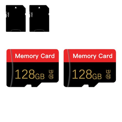 2 Stück Micro Speicherkarte 128 GB mit Adapter, C10/U1/UHS-I/A1, TransFlash Karte, TF Karte für Tablet/Smartphone/drucker/Personal Computer/Spielekonsole/Kamera (Rot 128GB*2)