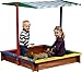 Produktbild dobar® Sandkasten mit verstellbarem Dach | Sandkiste Massivholz mit Sonnendach | Kinder-Sandbox Outdoor | Quadratsicher Sandkasten mit Abdeckung | 120 x 120 x 125 cm | Bunt