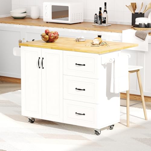4 EVER WINNER Rolling Kitchen Island with Storage
