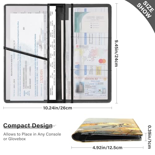 Car Registration and Insurance Holders Dragonfly Flowers Print, PU Leather for License Documents Cards3